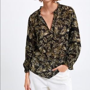 Zara Leaf Print Blouse